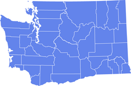 Blank map of Washington state showing county boundaries.