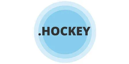 Logo with the text .HOCKEY centered inside concentric blue circles