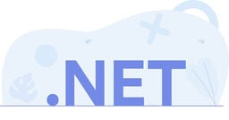 .NET text in large blue letters with light abstract shapes and paper planes in the background