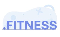 Large text reading .FITNESS in bold blue on a white background with light abstract shapes behind it.