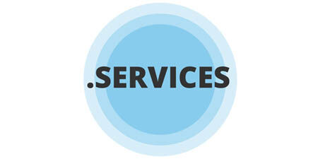 .SERVICES text inside concentric blue circles logo