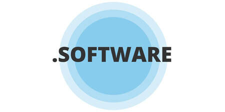 .SOFTWARE text over concentric blue circles logo-style graphic