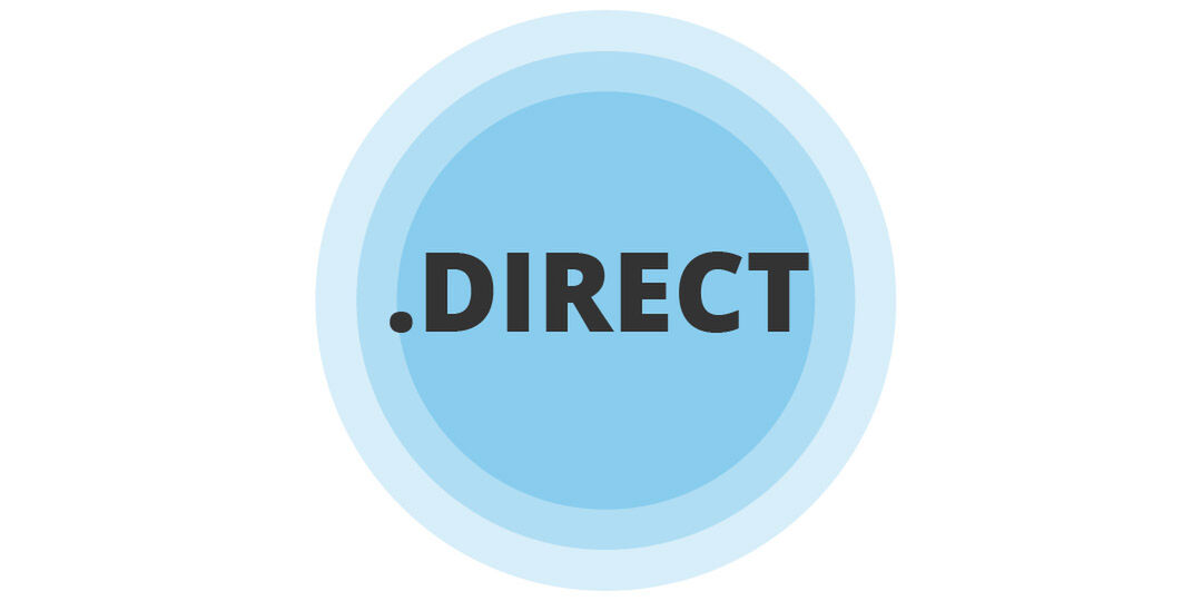 Blue circular badge with the word .DIRECT in bold black letters at the center.