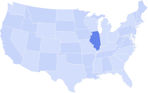 Map of the United States with Illinois highlighted