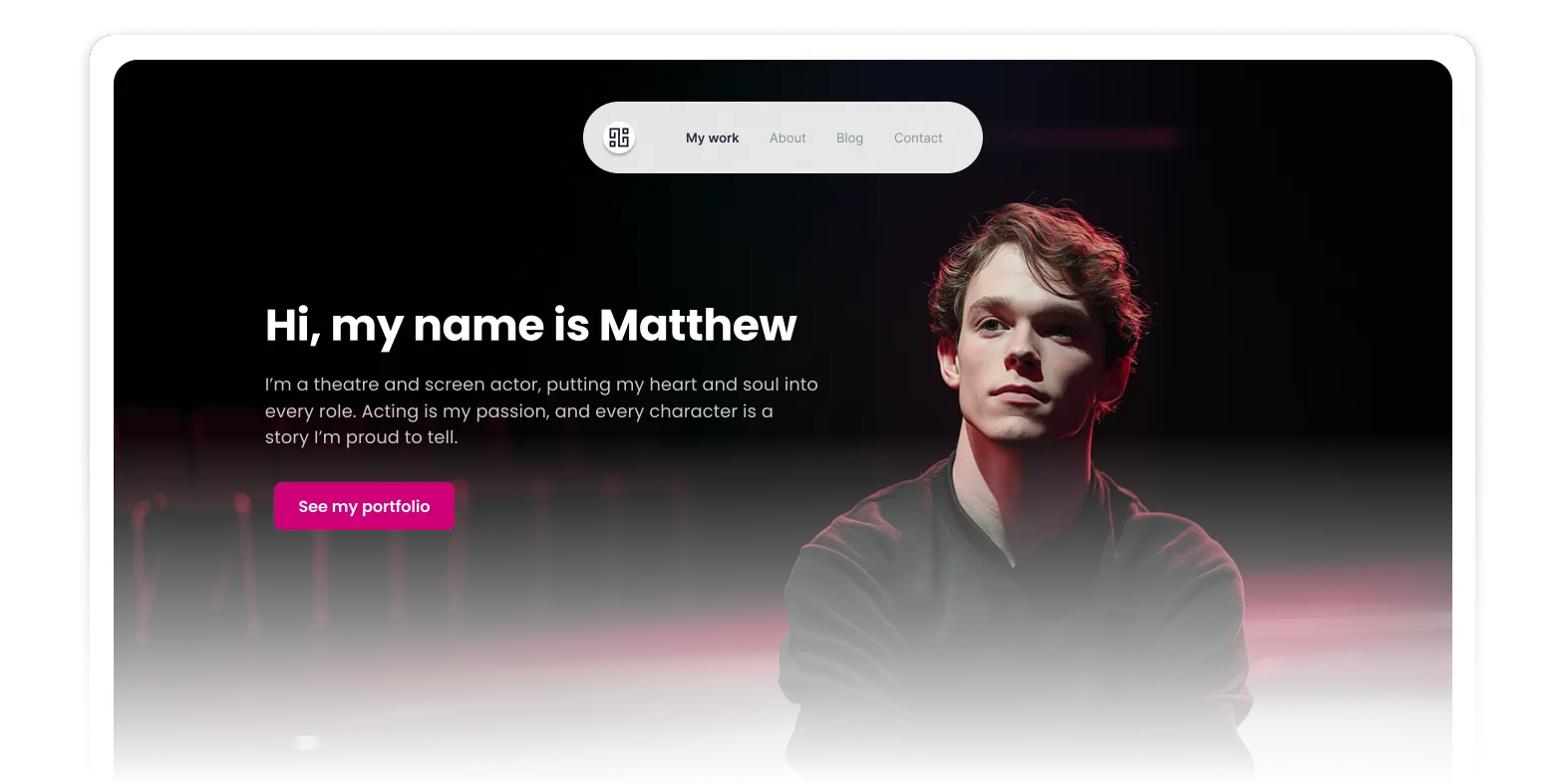 Professional website design showcasing a finished actor portfolio website