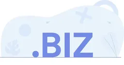 .BIZ domain concept illustration with large blue text and abstract shapes
