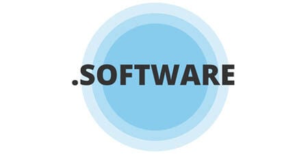 .SOFTWARE text over concentric blue circles logo-style graphic