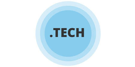 .TECH text inside concentric light blue circles on a white background