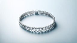 Elegant diamond tennis bracelet on a light gradient background