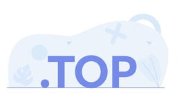 .TOP text in large blue letters with abstract light-blue shapes in the background