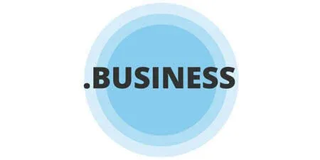 .BUSINESS text over concentric blue circles logo