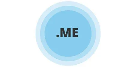 .ME text on a light blue circular badge with concentric rings