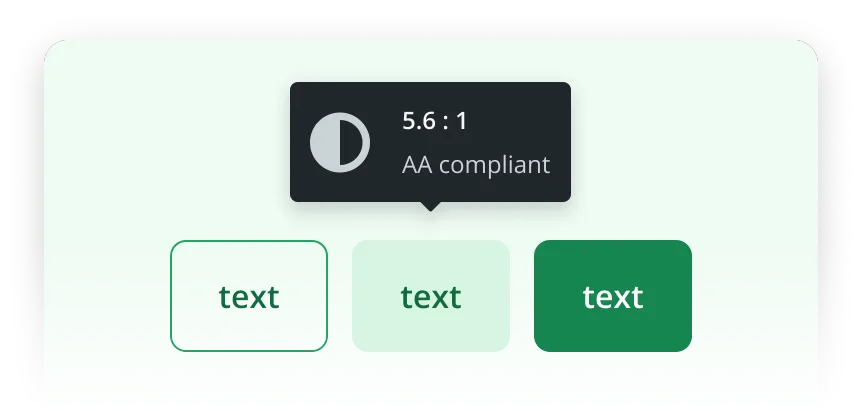 Website optimization UI showing high-contrast color palettes and accessibility-compliant design for improved readability