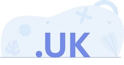 .UK text with light blue abstract background and shapes