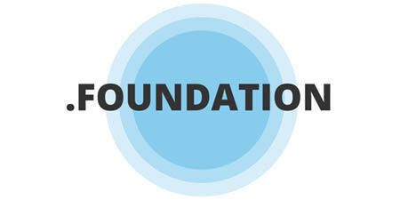 Logo-style graphic with the word .FOUNDATION over concentric blue circles
