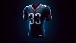 Floating dark football jersey with number 33, illuminated against a dark background