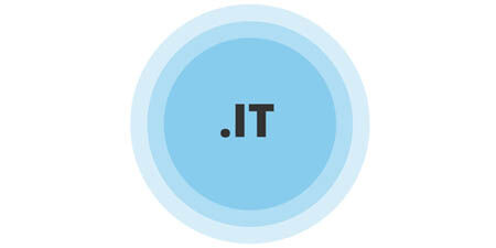 .IT text centered inside concentric light blue circles on a white background
