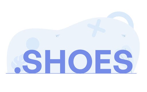 .SHOES text with abstract light blue background