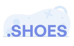 .SHOES text with abstract light blue background