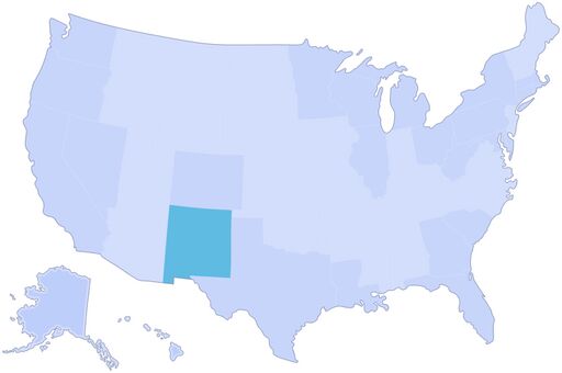 Map of the United States with New Mexico highlighted.