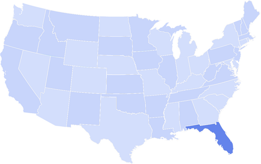 Map of the United States with Florida highlighted