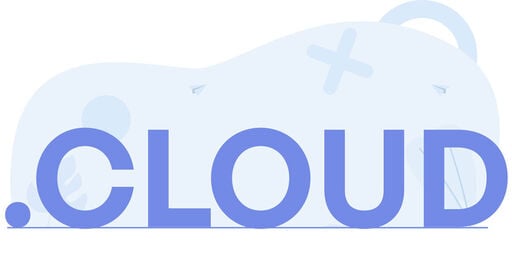 .CLOUD text with abstract cloud-themed background illustration