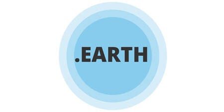 .EARTH text inside concentric blue circles logo