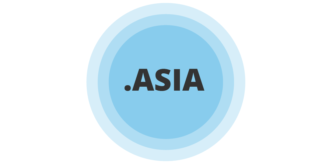 Graphic with the text .ASIA centered inside concentric blue circles on a white background.