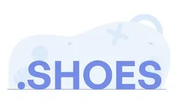 .SHOES domain text overlaid on a stylized sneaker illustration