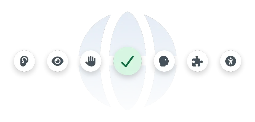 Website accessibility illustration showing WCAG 2.1 AA compliance and inclusive design