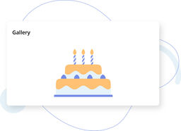 Illustration of a two-tier birthday cake with three striped candles.