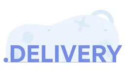 .DELIVERY text with abstract delivery icon background
