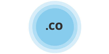 .co text centered inside concentric blue circles on a white background