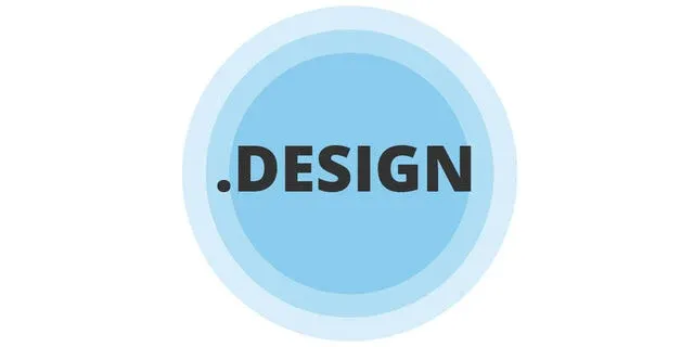 .DESIGN text inside a circular blue badge