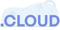 Large text '.CLOUD' in bold blue letters over a soft abstract cloud illustration in pale blue tones.
