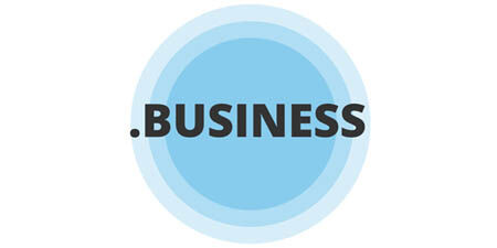 .BUSINESS text inside concentric blue circles logo