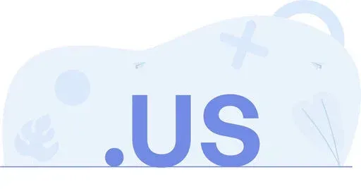 .US domain illustration with abstract shapes in soft blue tones