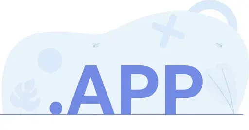 .APP text over abstract blue illustration with plants and shapes