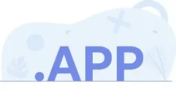 .APP text over abstract blue illustration with plants and shapes
