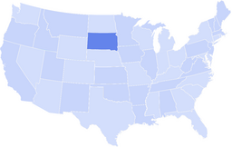 Map of the United States with one state in the north-central region highlighted in a darker blue.