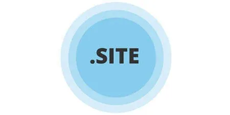 .SITE text centered within concentric blue circles logo