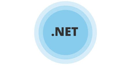 .NET text centered in a light blue circular badge with concentric rings on a white background.